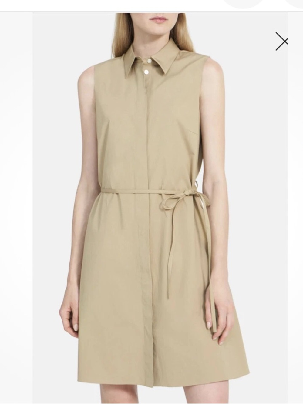 Theory Sleeveless SL Belted DR Core Shirtdress in Taupe Size 8